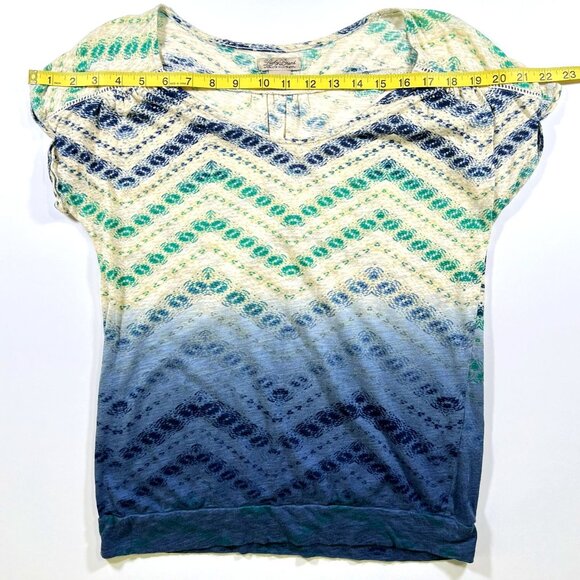 Lucky Brand - Live in Love - Women's Sz S - Blue, Green & Yellow Chevron Design - Picture 7 of 11